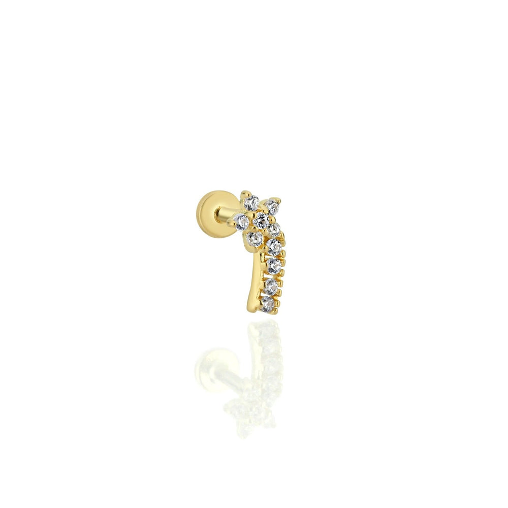 14k Gold Comet Stone Tragus Piercing