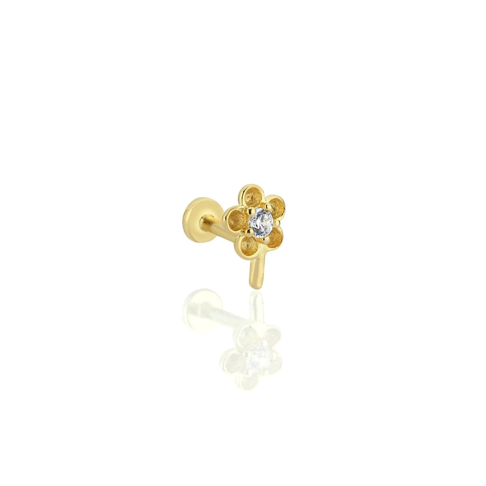 14k Gold Solitaire Daisy Tragus Piercing