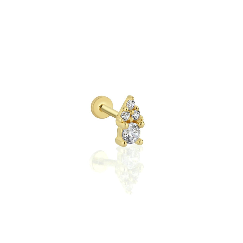 14k Gold Stone Bear Tragus Piercing