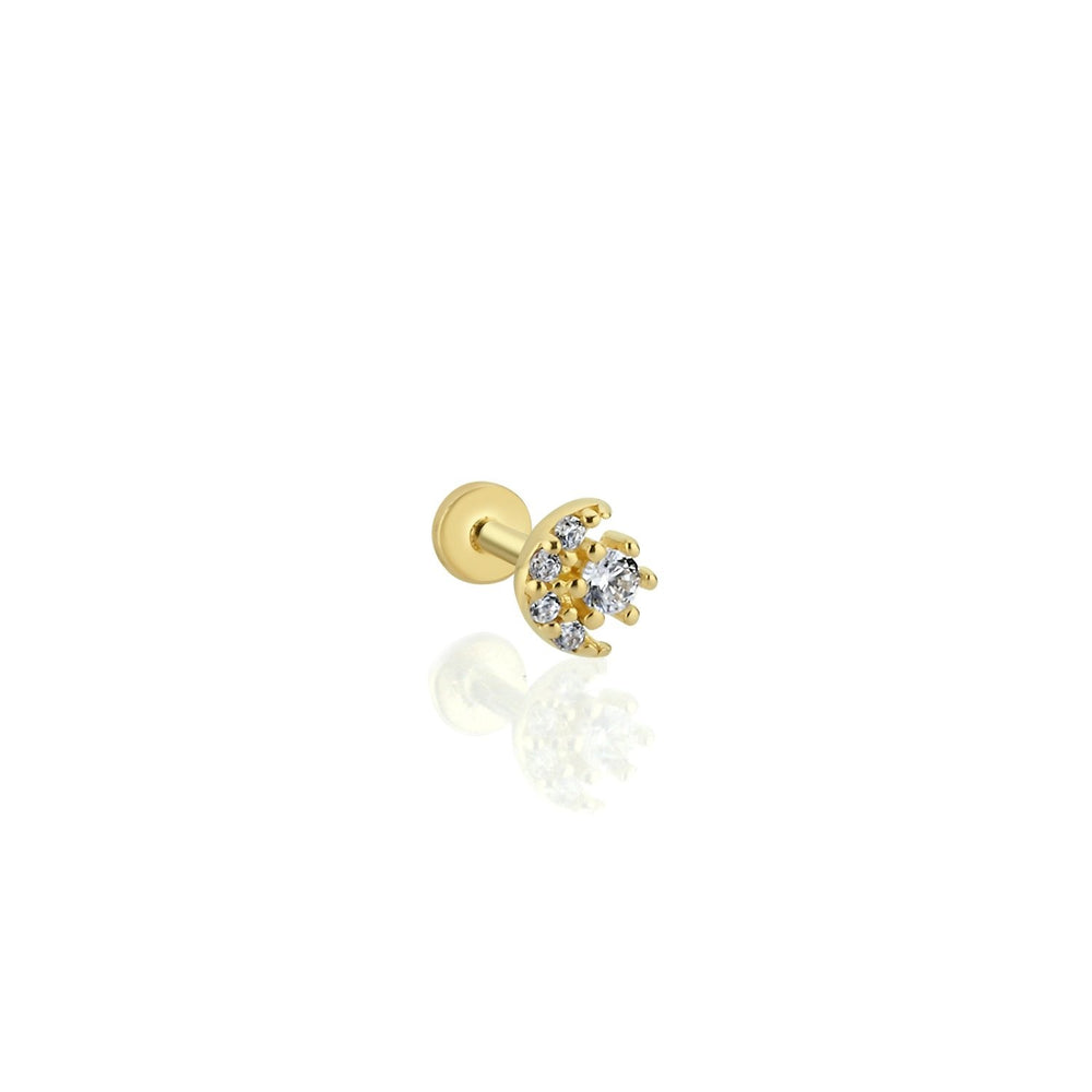 14k Gold Crescent Star Tragus Piercing