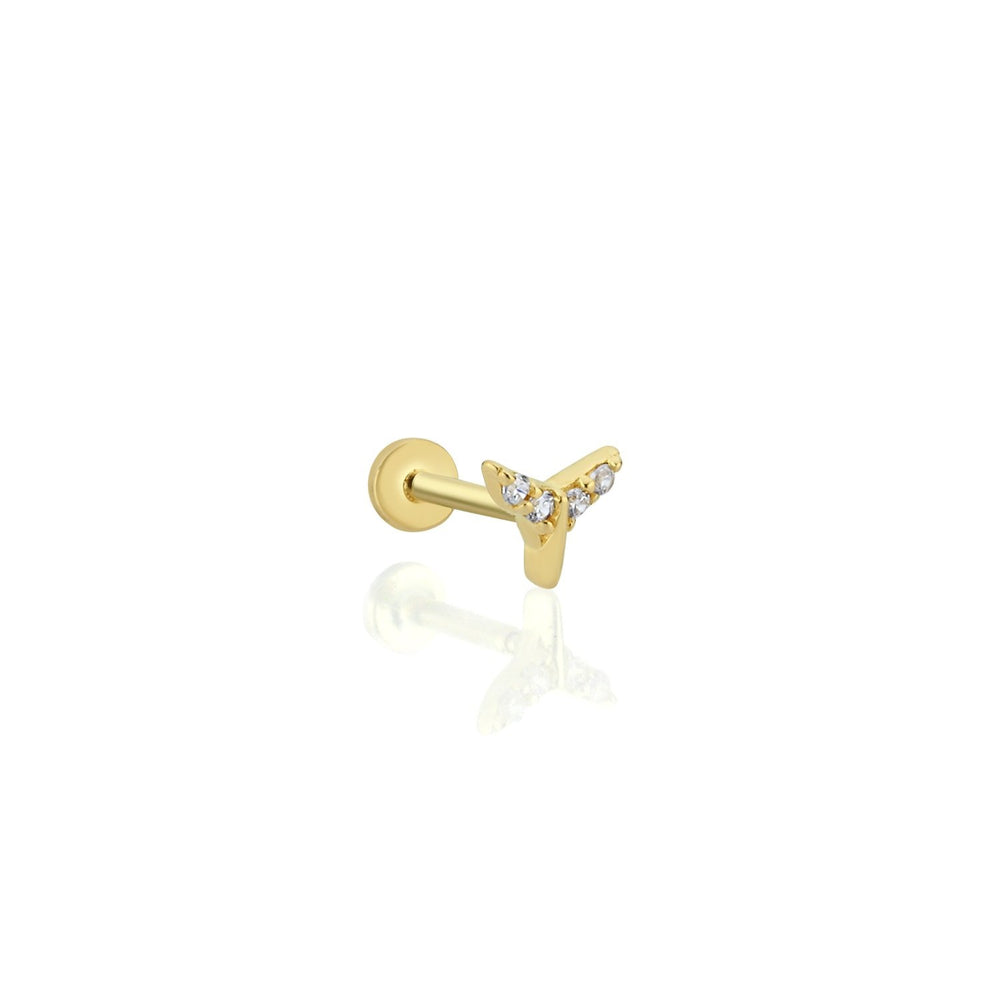 14k Gold Boomerang Stone Tragus Piercing