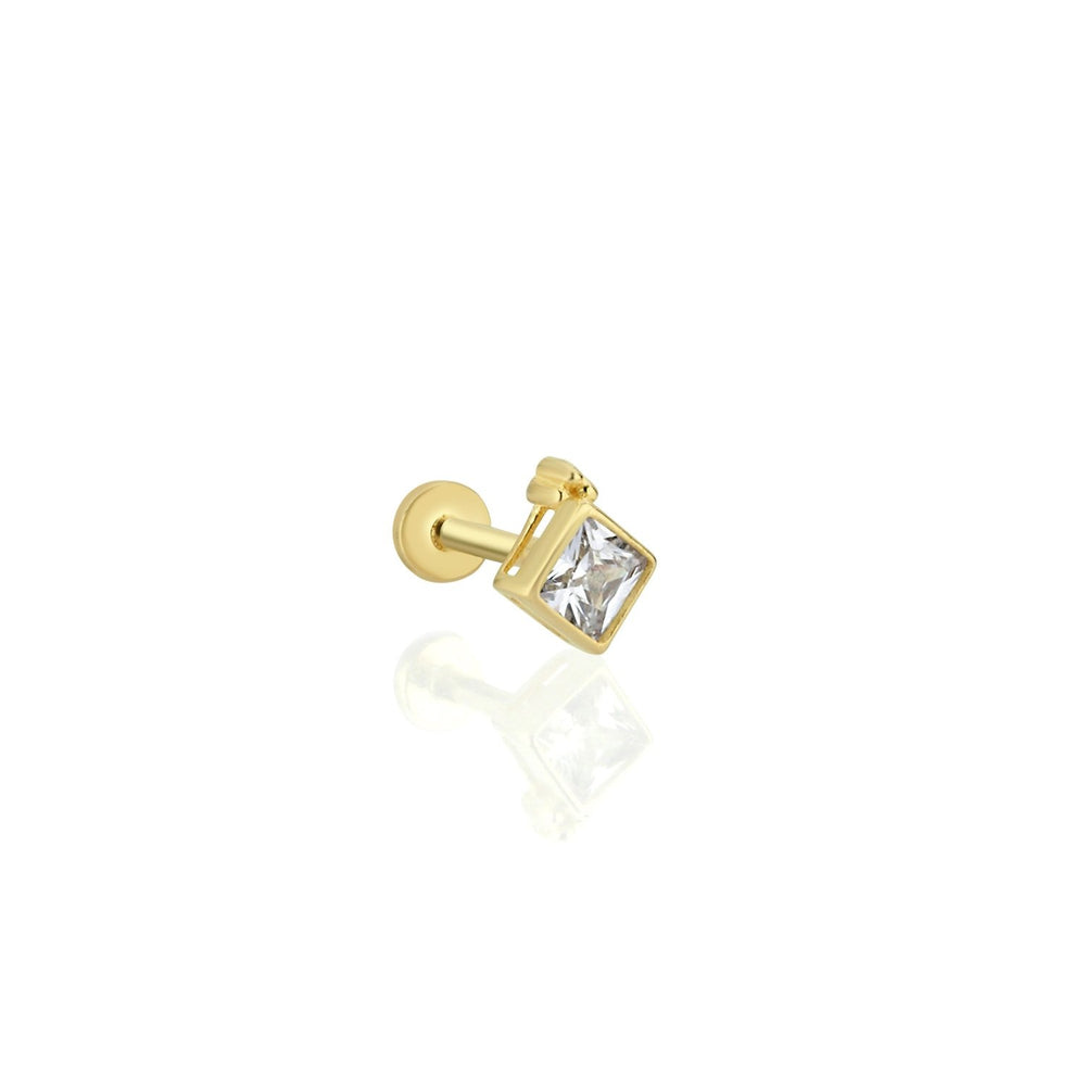 14k Gold Princess Cut Tragus Piercing