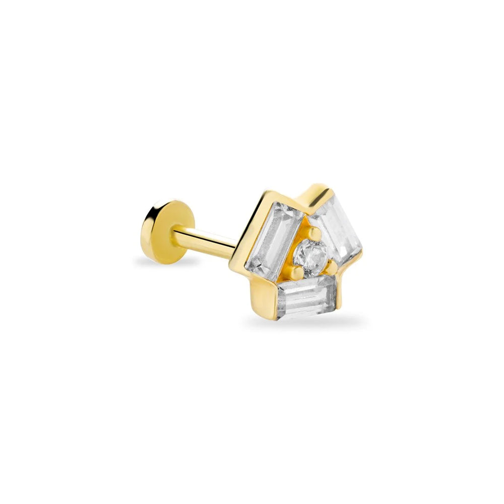 14k Gold Baguette Triangle Tragus