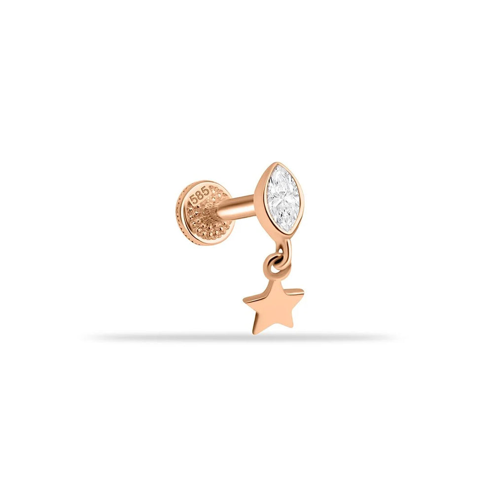 14k Gold Marquise CZ Star Dangle Tragus