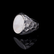 Men’s Sterling Silver Mother of Pearl Oval Ring