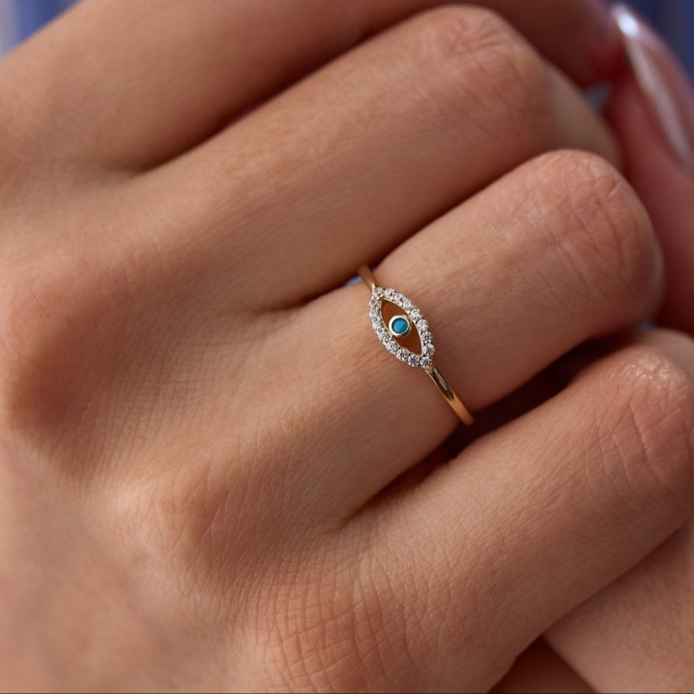 evil eye ring, gold evil eye ring