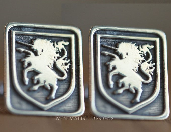 Custom Made Rectangle Family Crest Cufflinks-Minimalist Designs