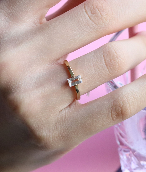 Baguette Cut Solitaire Diamond Ring