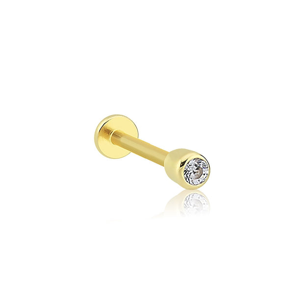 14k Gold Round Solitaire Model Tragus Piercing