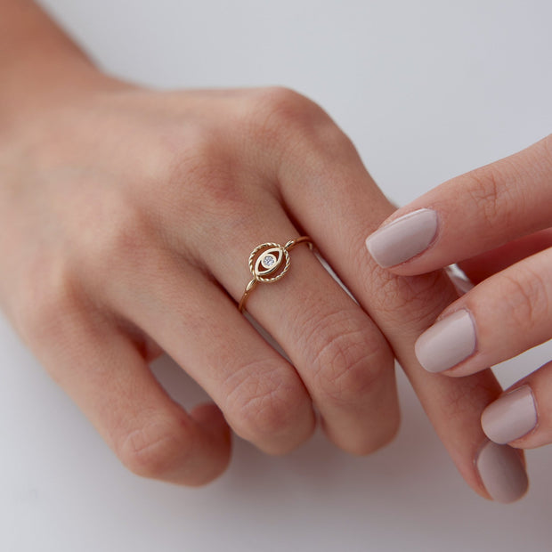 evil eye ring, 14k gold evil eye ring, minimalist rings 