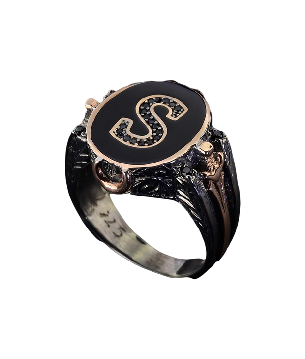 Men's Initial Ring in Sterling Silver