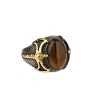 Mens' Tiger Eye Ring with Axe Details