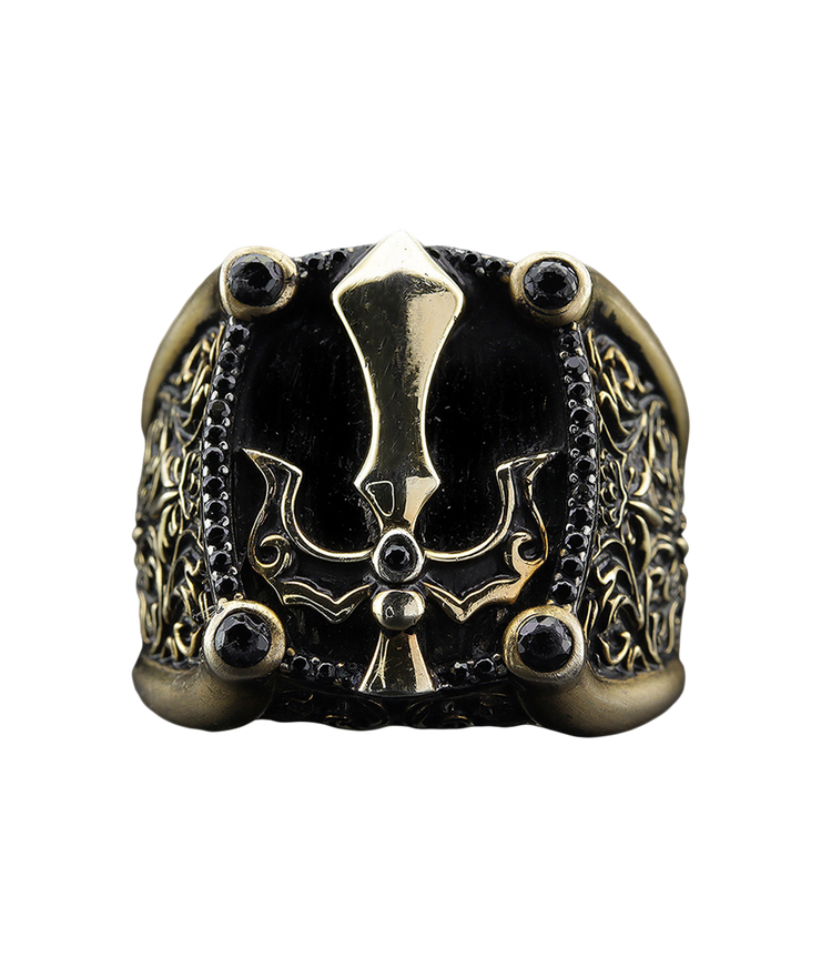 Men's Ring with Sword Details, Sterling Silver