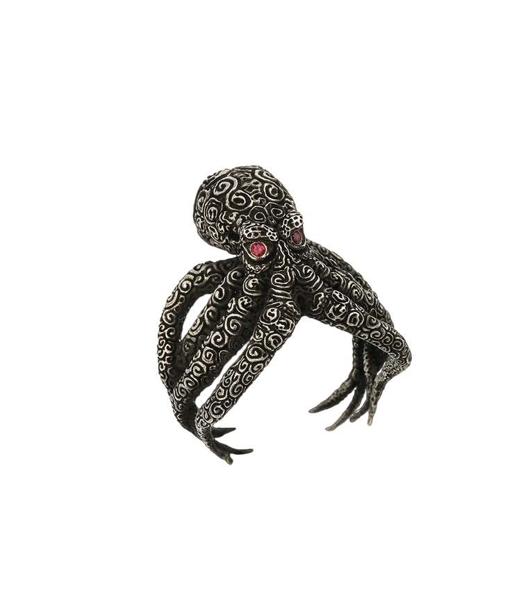 Sterling Silver Octopus Ring, Men's Sterling Silver Ring