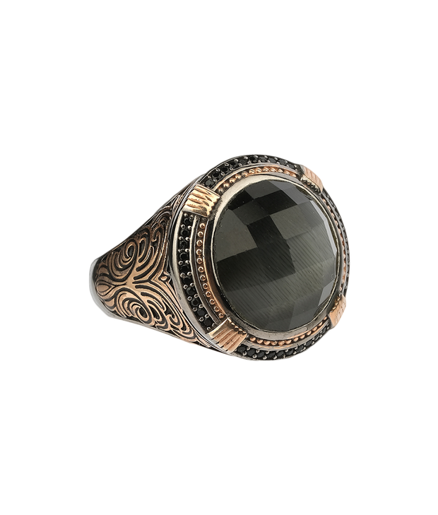 Men's Cat Eye Ring in Sterling Silver