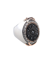 Men's Oval Signet Ring with Black CZ