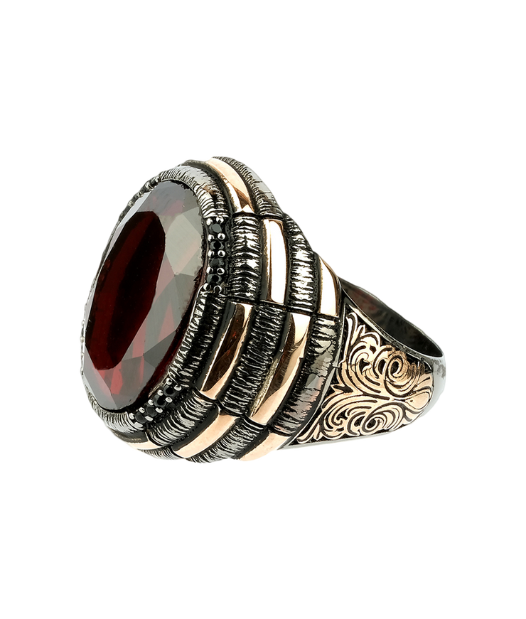 Men's Red Garnet Stone Ring