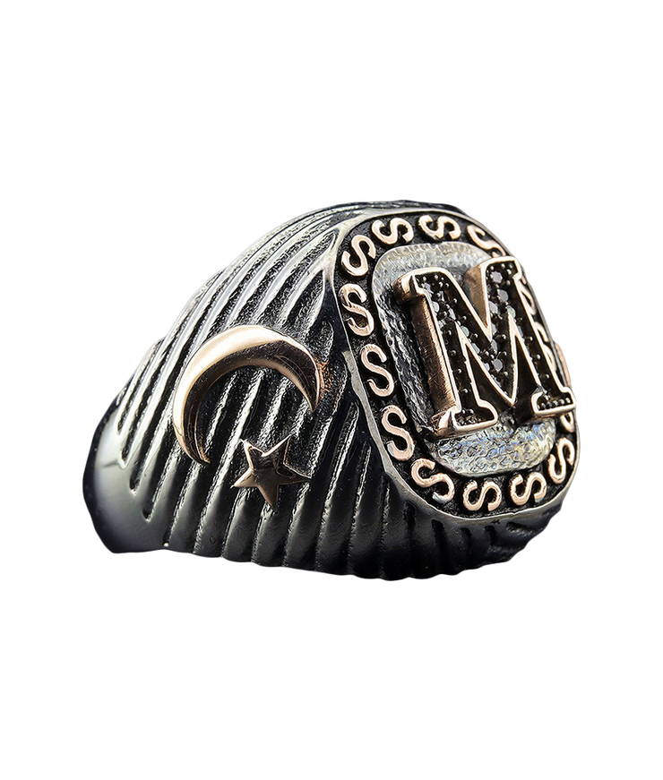 Men's Sterling Silver Initial Ring