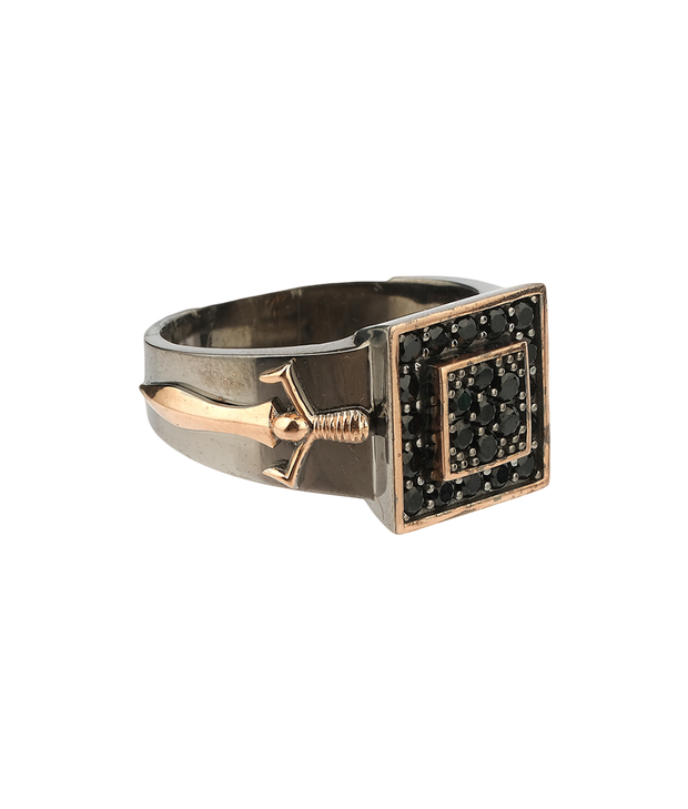Men's Sterling Silver Ring with Sword Details