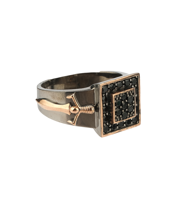 Men's Sterling Silver Ring with Sword Details