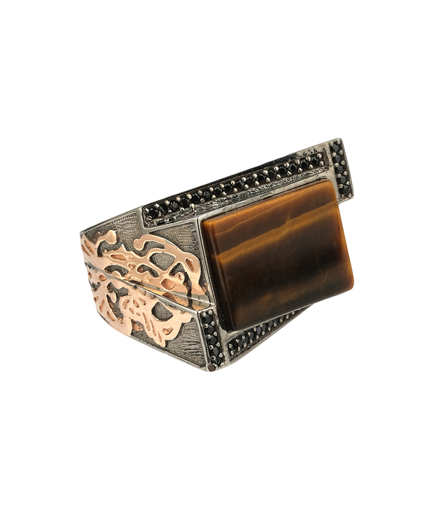 Men's Tiger Eye Ring in Sterling Silver