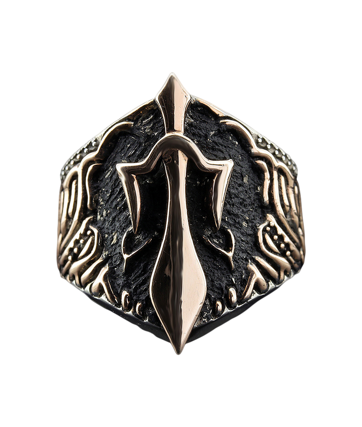 Men's Ring with Sword Details, Sterling Silver