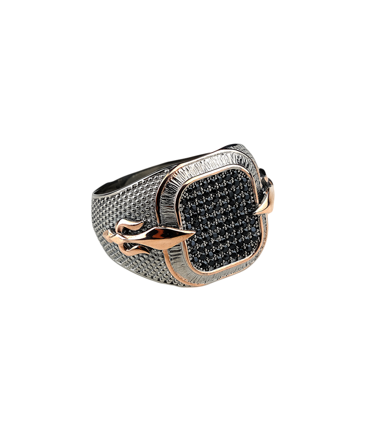 Men's Ring with Sword Details, Sterling Silver