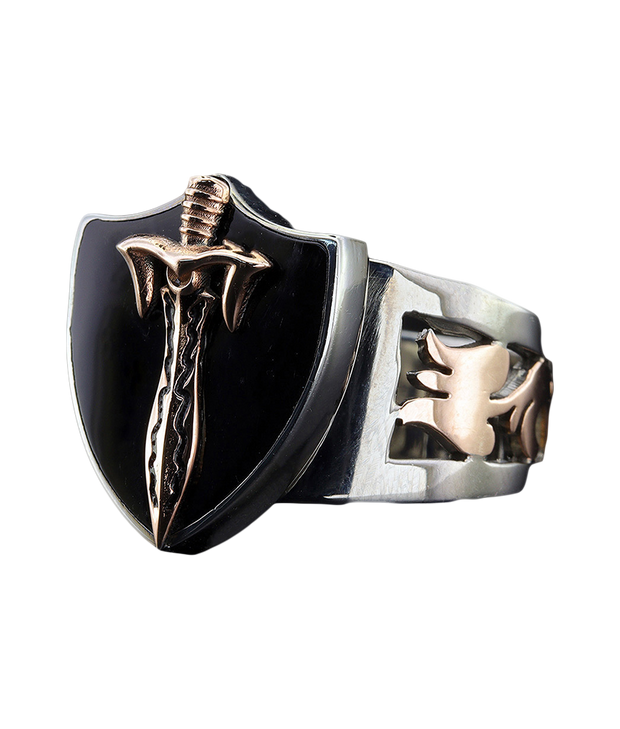 Men's Sterling Silver  Shield Ring