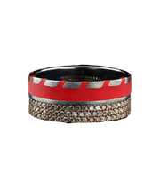 Men's Wedding Band with Red Enamel and Stones