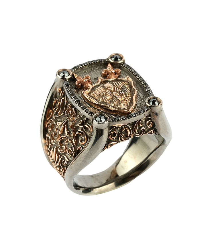 Men's Shield and Sword Ring in Sterling Silver