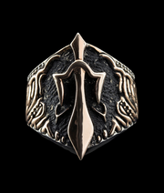 Men's Ring with Sword Details, Sterling Silver