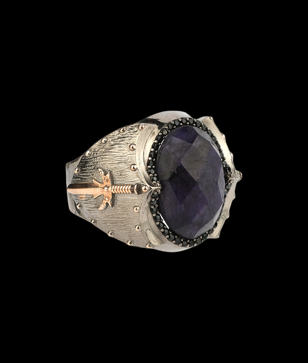 Men's Root Sapphire Ring in Sterling Silver