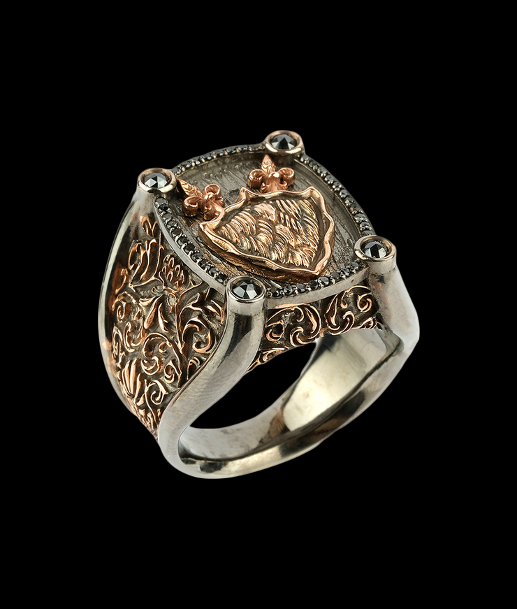 Men's Shield and Sword Ring in Sterling Silver