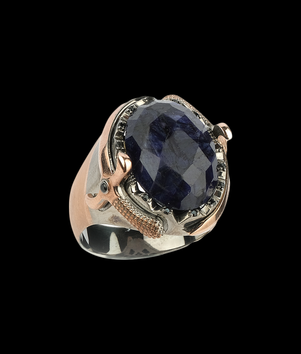Men's Root Sapphire Ring in Sterling Silver