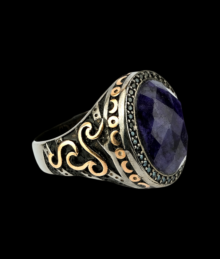 Men's Root Sapphire Ring in Sterling Silver
