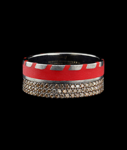 Men's Wedding Band with Red Enamel and Stones