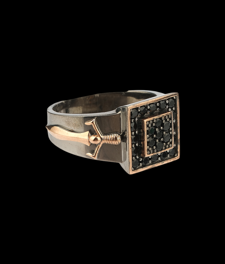 Men's Sterling Silver Ring with Sword Details