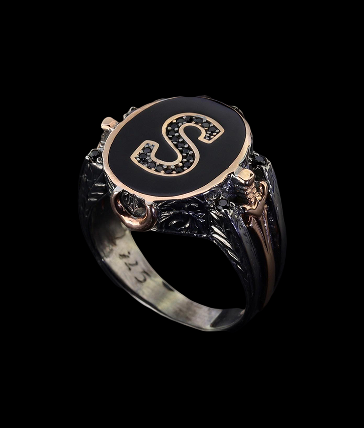 Men's Initial Ring in Sterling Silver