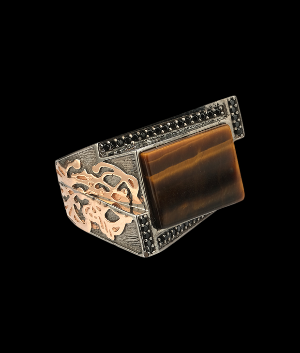 Men's Tiger Eye Ring in Sterling Silver
