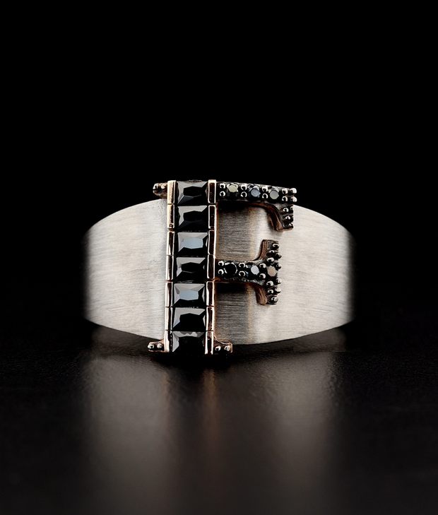 Men's Cigar Ring with Letter F