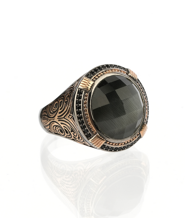 Men's Cat Eye Ring in Sterling Silver