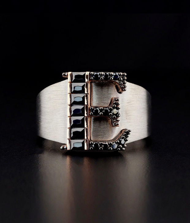 Men's Cigar Ring with Letter E