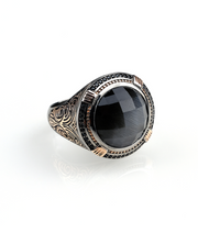 Men's Black Stone Ring in Sterling Silver