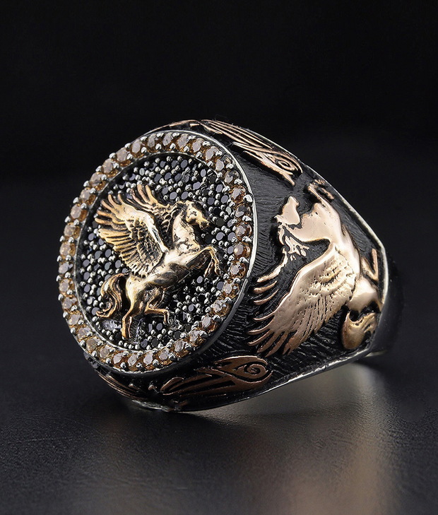 Men's Pegasus Ring in Sterling Silver