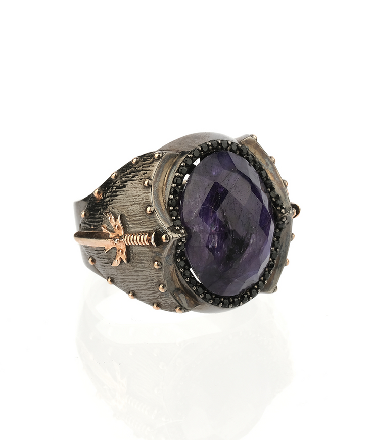 Men's Root Sapphire Ring in Sterling Silver