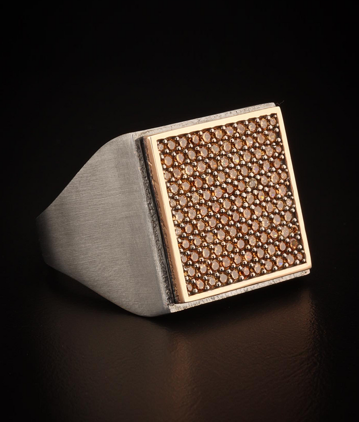 Men's Square Signet Ring with CZ