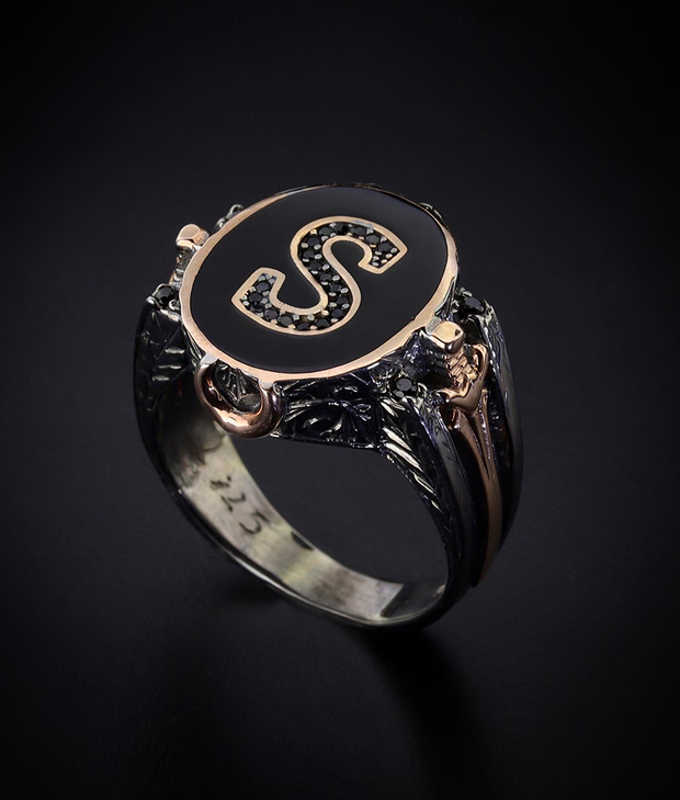 Men's Initial Ring in Sterling Silver