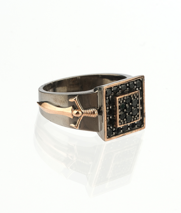 Men's Sterling Silver Ring with Sword Details