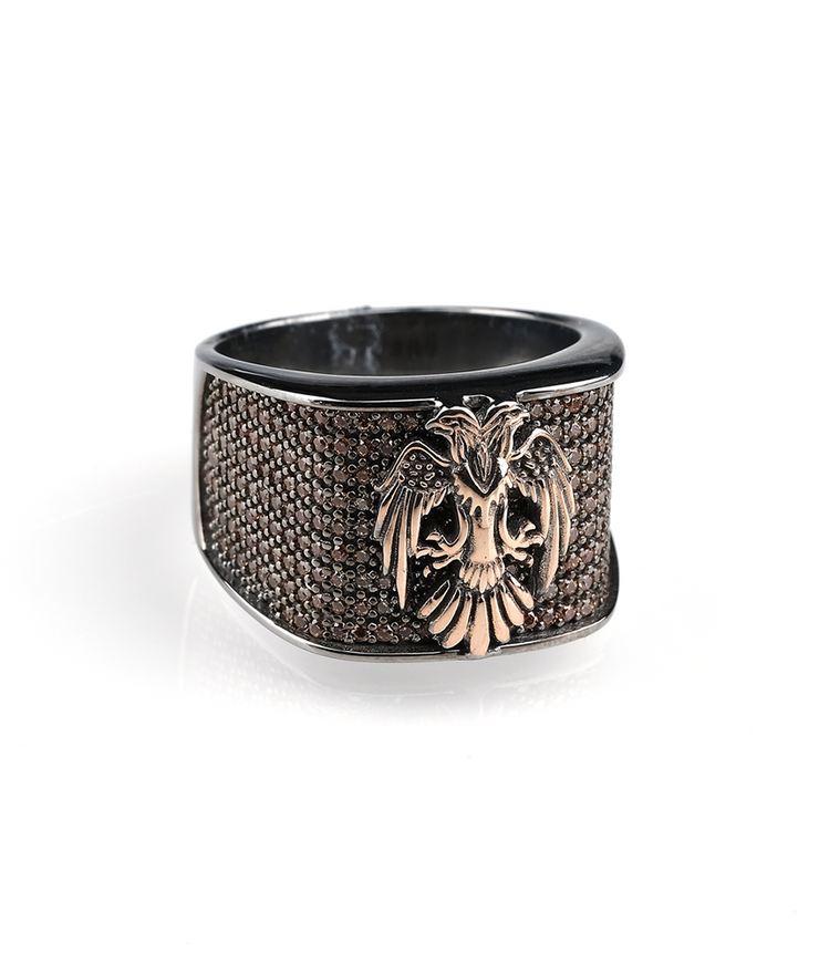 Double Head Eagle Ring in Sterling Silver