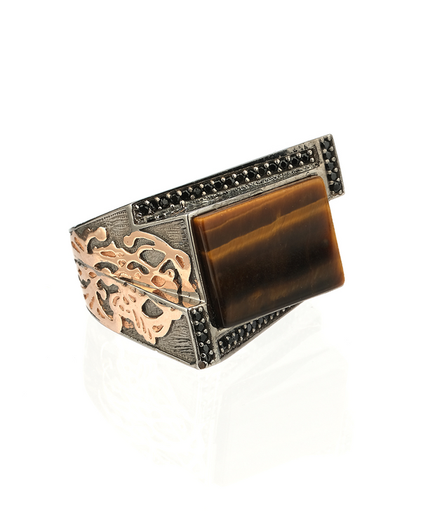 Men's Tiger Eye Ring in Sterling Silver